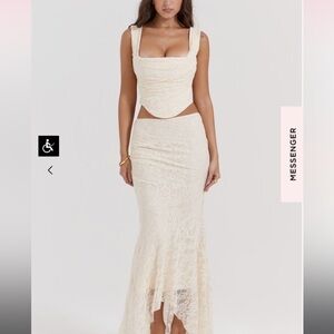 House of CB Cream Lace Maxi Dress